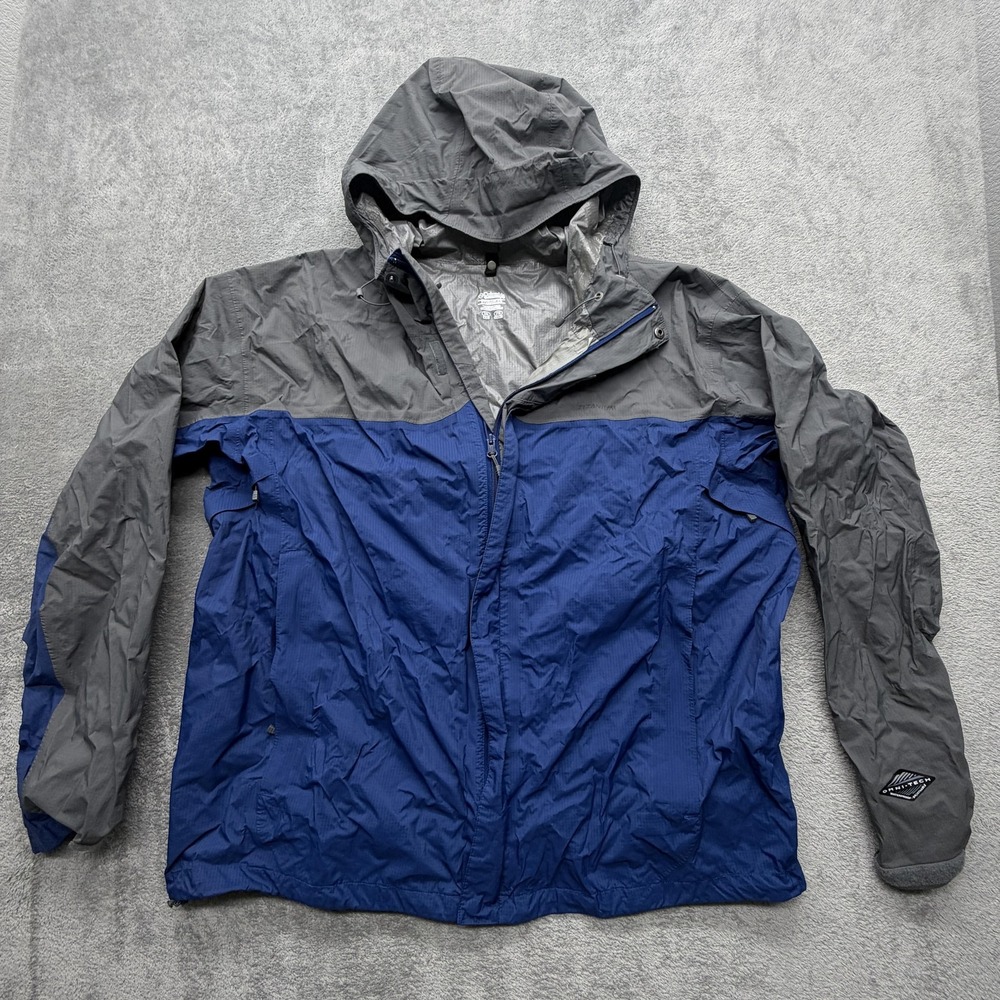 Columbia Titanium Jacket Mens 2XL Blue Gray Hooded Omni-Tech Waterproof WM2075‎